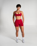 Amplify Mid Rise Short in Scarlet – women's mid-rise seamless compression shorts, view 5
