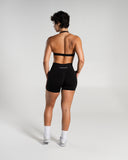 Amplify Mid Rise Short in Black – women's shorts in nylon and polyester fabric, view 6