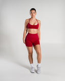 Amplify Ultra-High Rise Short in Scarlet – women's high-rise seamless compression shorts, view 5