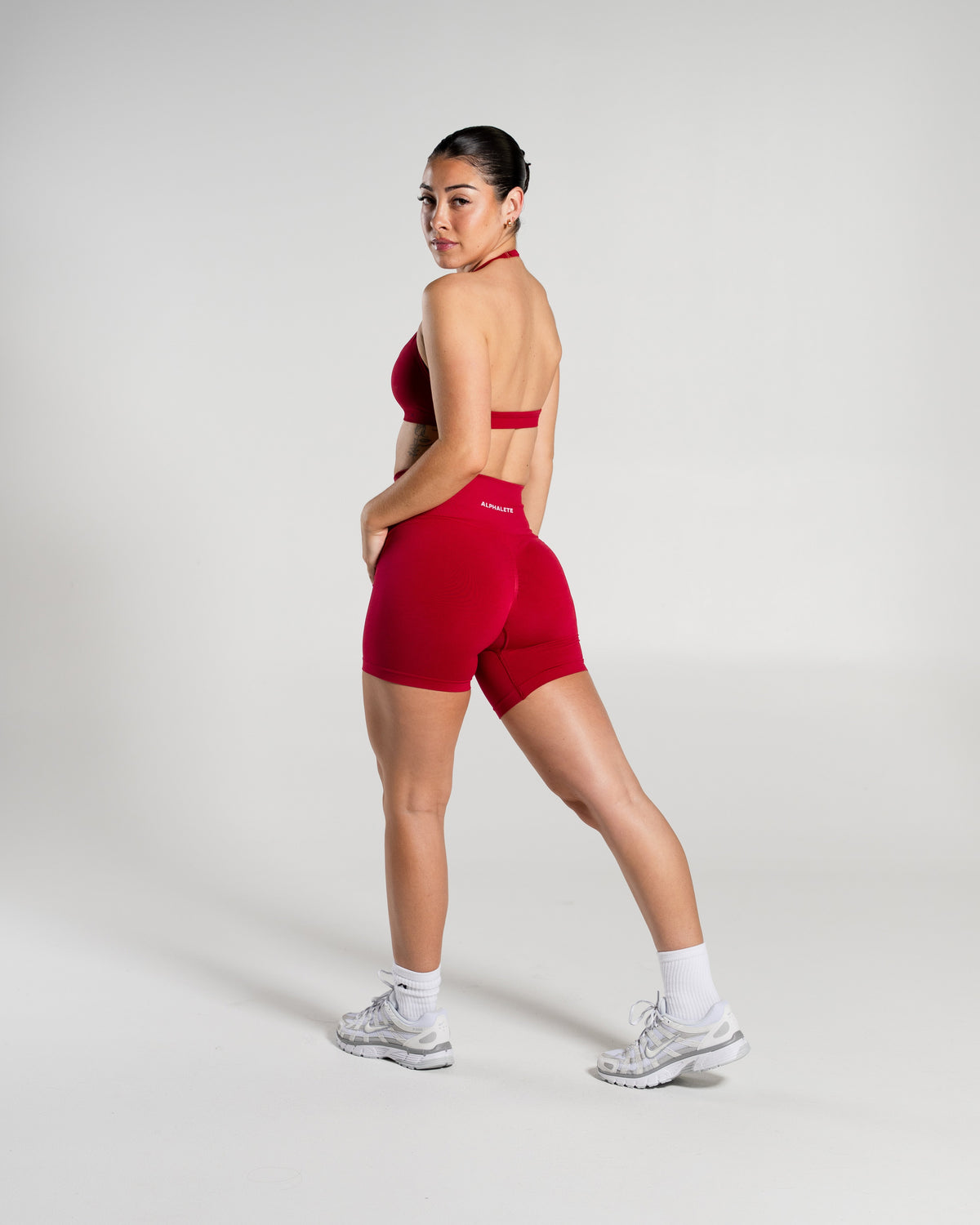 Amplify Ultra-High Rise Short in Scarlet – Alphalete women's shorts, view 8