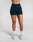 Amplify Mid Rise Short in Deep Sea – women's shorts in nylon and polyester fabric