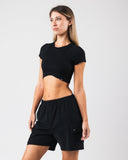 Angled Crop Tee - Black