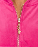 Velour Zip Hoodie - Bloom