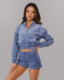 Velour Zip Hoodie - Bluebonnet