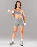 Pump Mid Rise Short - Heather Grey w/ Logo