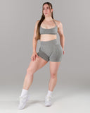 Pump Mid Rise Short - Heather Grey w/ Logo