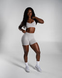 Pump Mid Rise Short in LT Heather – women's mid-rise seamless compression shorts, view 4