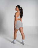 Pump High Rise Short in LT Heather – women's high-rise seamless compression shorts, view 7
