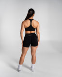 Pump High Rise Short in Black – women's high-rise seamless compression shorts, view 4