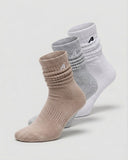 Scrunch Sock 3pk in White / Wheat / Heather Grey – women's crew socks