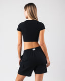 Angled Crop Tee - Black