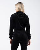 Velour Zip Hoodie - Black