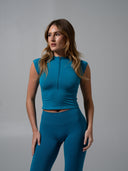 Zip Muscle Tank - Tidal Teal
