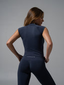 Zip Muscle Tank - Dusty Navy