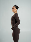Aura Sculpt Jacket Long - Walnut
