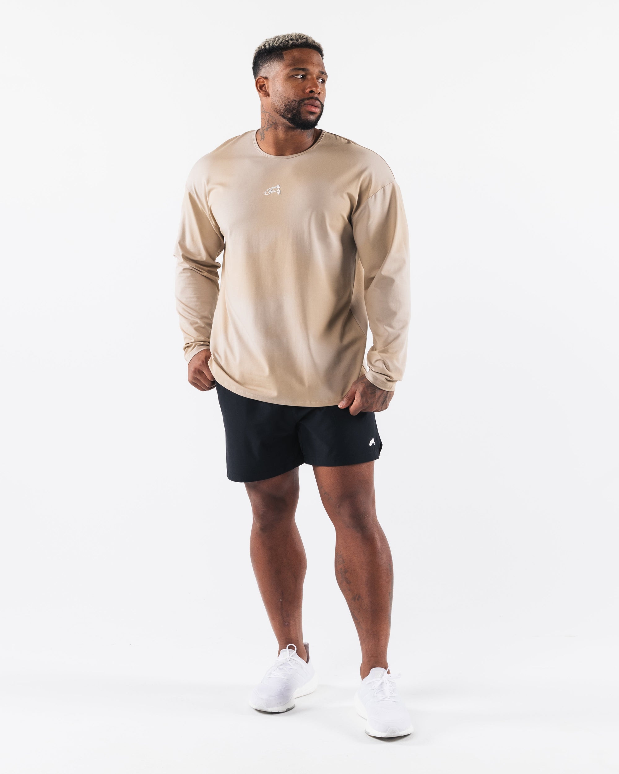 Wolf Head LS Tee - Birch Smoke Print – Alphalete Athletics UK